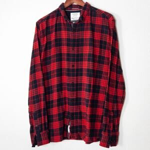 American Heritage Flannel Shirt XL Red Black Plaid Cotton Americana Workwear